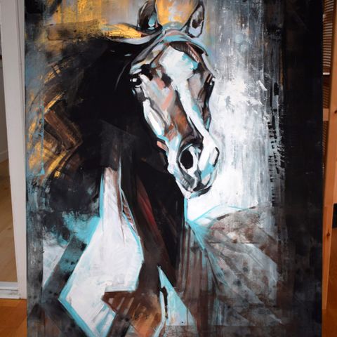 Araberhest  120x80cm  originalt moderne akrylmaleri fri frakt