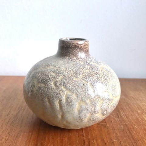 Kjempefin vintage keramikk vase med nydelig uvanlig glasur