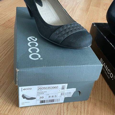 ECCO Touch 50 pumps. Svarte nubuck lærsko i str. 39