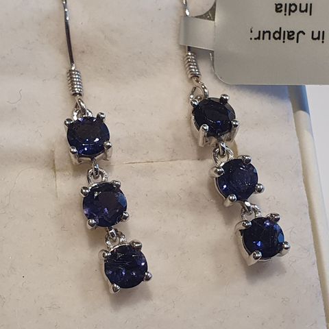 Indian Iolite Sølv 925 Silver Earrings Øredobber Limited Edition 2.43ct