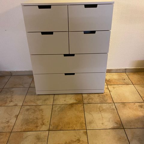 NORDLI Kommode 6 skuffer, hvit og antrasitt, 80x99 cm