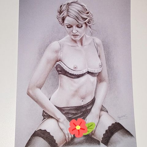 PRINT OF ORIGINAL PIN UP ART BY SLY DESIGN.SIGNED.NR.13