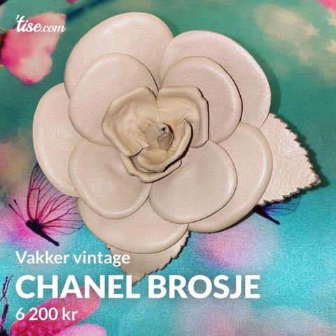 CHANEL Camellia brosje av skinn - flott vintage skatt!