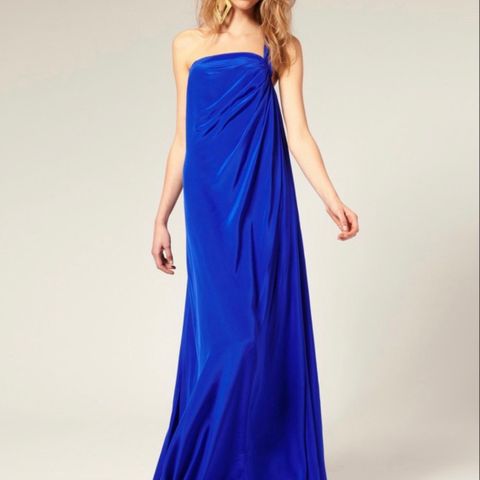 100% silk cobalt blue maxi dress