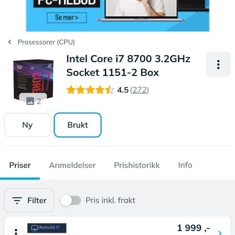 Intel core i7 8700 3.2ghz prossesor