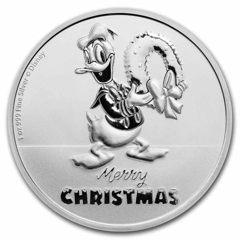 2022 Niue 1 oz Sølv Disney Donald Duck Christmas