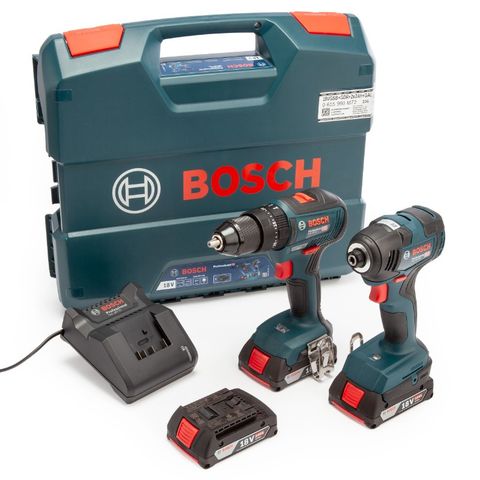 Bosch 18V Twin Pack - GSB 18V-55 Combi + GDR 18V-200 slagtrekker (3 x 2,0Ah batt