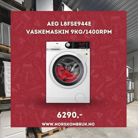 AEG L8FSE944E Vaskemaskin 9KG | 2 års garanti! |Norsk Ombruk