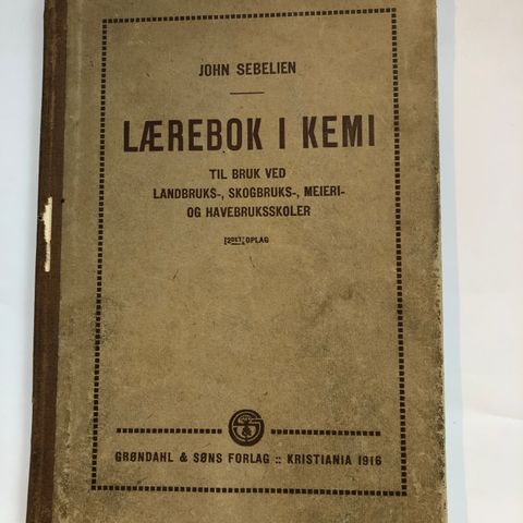 Lærebok i kemi. Kristiania 1916