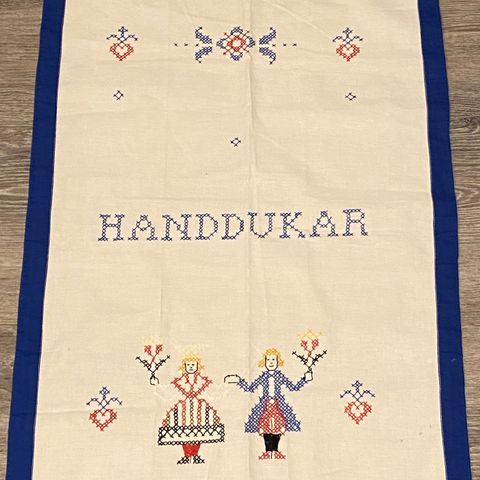 Håndbrodert kjøkkenhåndkle veggdekorasjon bonad vintage