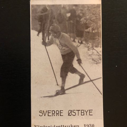 Sverre Østbye Lyn Oslo Langrenn Ski sigarettkort fra ca 1930 Tiedemanns Tobak!