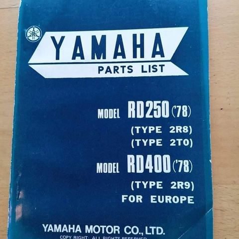 YAMAHA RD delekatalog. 1978.