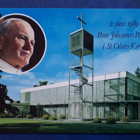 POSTKORT. Pave Johannes Paul II i St. Olavs Kirke, 2. juni 1989.