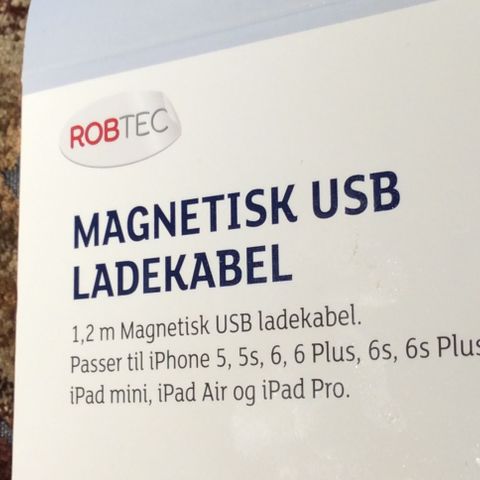 USB ladekabel, 1,2 meter IPhone/IPad,magnetisk kr. 79