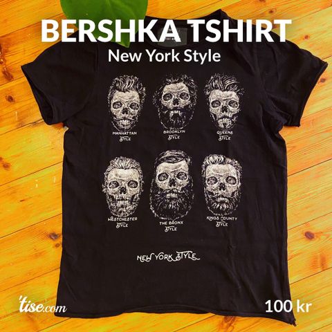 Bershka Tshirt - New York Style Skull Tskorter hodeskalle