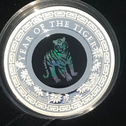 2022 Australia 1 oz Sølv Lunar Opal Series «Year of the Tiger» Proof M/Box & COA