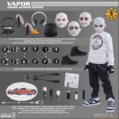 Mezco one:12 Collective Rumble Society Hoodz: Vapor - Burner Edition