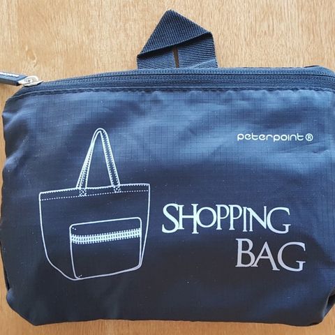 Ubrukt sammenleggbar shoppingbag (handleveske) med lomme