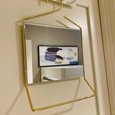 Gull smykkestativ og smykkeholder med speil /Golden jewellery stand w mirror