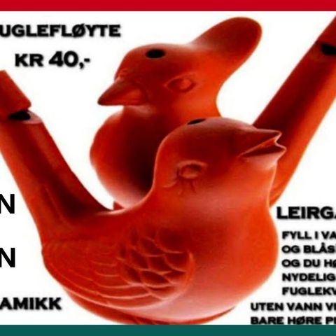 2 stk Fuglefløyter / Leirgauk - i keramikk - Fyll i vann og blås..
