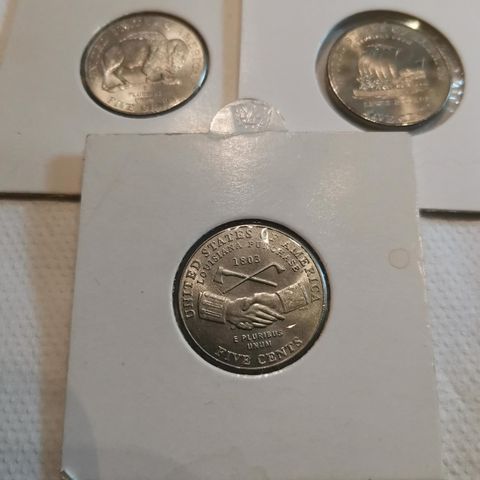 USA 5 c, bison, keelboat og peace kv 0 2004 og 2005