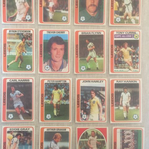 Leeds United - komplett sett 16 stk Topps 1979 fotballkort