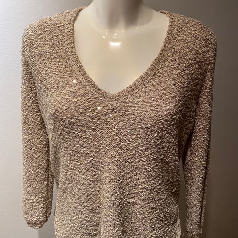 Genser Zara med paljetter mesh beige