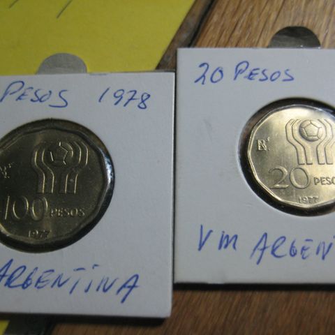 20 og 100 Pesos Argentina  VM Fotball 1978 kv 0