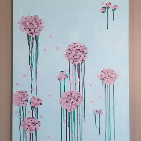 Akrylmaleri semi-abstrakt blomster