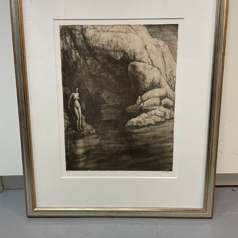 Grotten litografi av Harald Kolderup