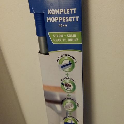 NYTT EFFEKT, komplett MOPPESETT, regulerbar stang (80-150). Bredde 40 cm.