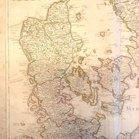 250 år gammelt kart over Danmark.