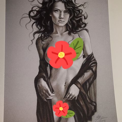 PRINT OF ORIGINAL PIN UP ART BY SLY DESIGN.SIGNED.NR.23.