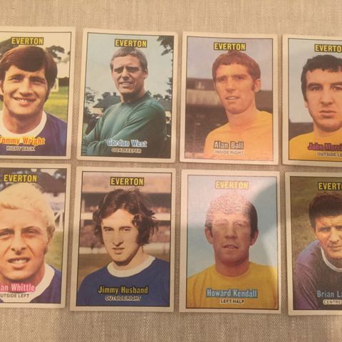Everton - 8 stk A&BC 1970 fotballkort