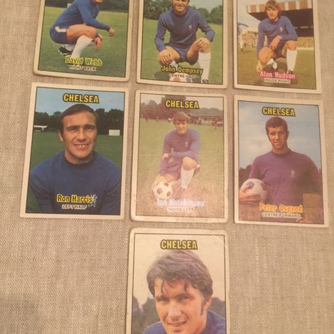 Chelsea - 7 stk A&BC 1970 fotballkort