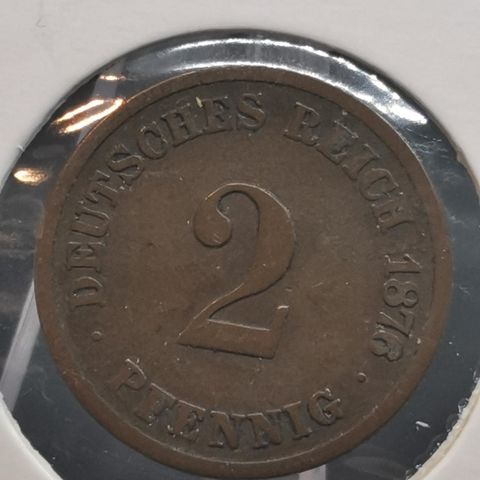 Tyskland 2 pfennig 1876 C(Frankfurt) Deutches Reich, German Empire