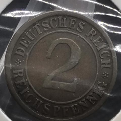 Tyskland 2 Reichspfennig 1924 A (Berlin) Wimar republik. pen