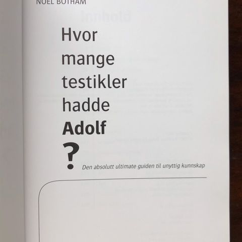 Bok «Hvor mange testikler hadde Adolf»