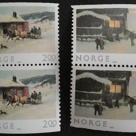 Norge 1983 Juleposten 1983 NK 942 og 943 Vertikale par Postfrisk