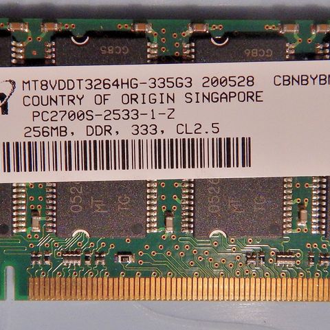 Micron 256MB DDR SO-DIMM PC2700 MT8VDDT3264HG-335G3