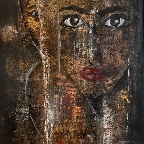 Akrylmaleri «ikke alene» fra Galleri Marit Iren. 70x35 cm