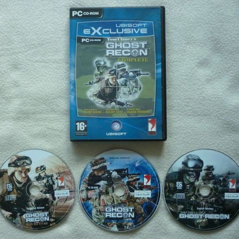 PC/CD Rom Spill - 3 X CD Tom Clancy`s Ghost Recon Complete.