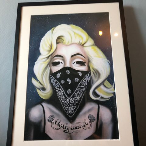 Marilyn Monroe Black Bandana Kunst Print Trykk