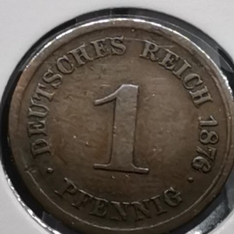 Tyskland 1 pfennig 1876 F(Stuttgart) Deutches Reich, German Empire