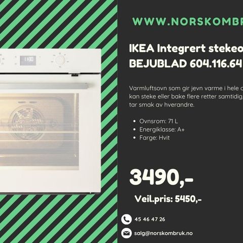 Ikea Integrert stekeovn BEJUBLAD 604.116.64 | 24 mnd garanti på alle varer!