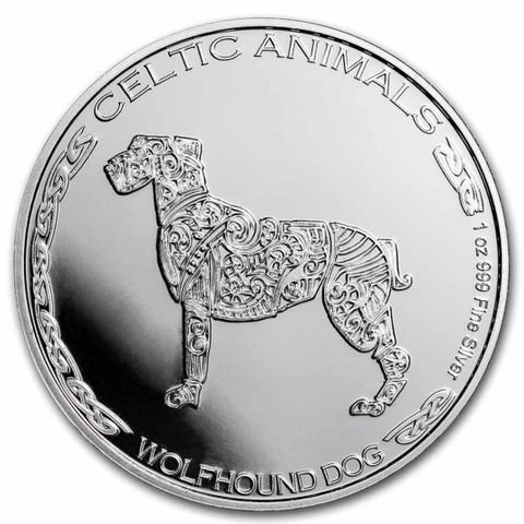 2022 Republic of Chad 1 oz Sølv «Celtic Animals – Wolfhound» BU M/Kapsel