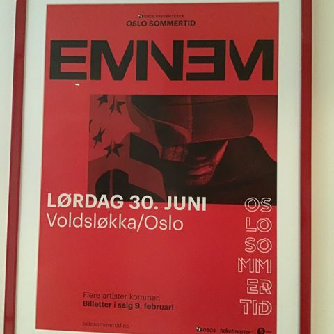 Eminem plakat fra konserten på Voldsløkka juni 2018 - 55 000 tilskuere!!!