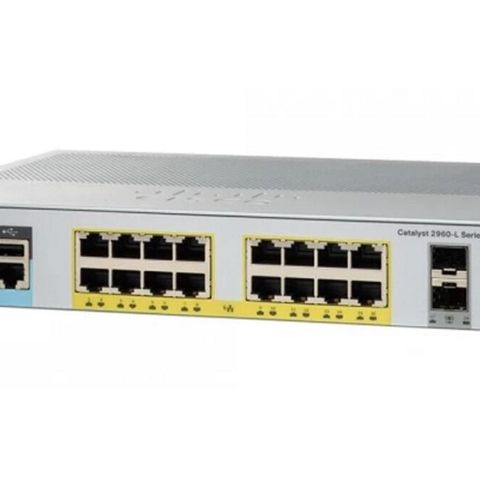 Cisco vifteløs 16 porter Gigabit PoE Switch (WS-C2960L-16PS-LL)