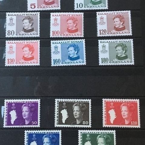 Grønland 1973 og 1980 Dronning Margrethe Flere merker fra to serier Postfrisk