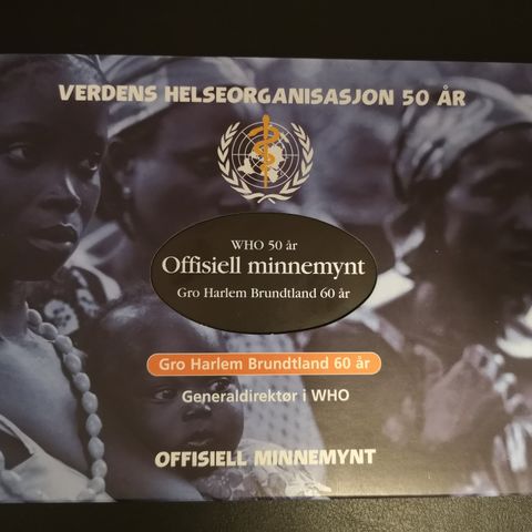 Offisiell minnemynt WHO 50 år og Gro Harlem Brundtland 60 år - Sølvmynt